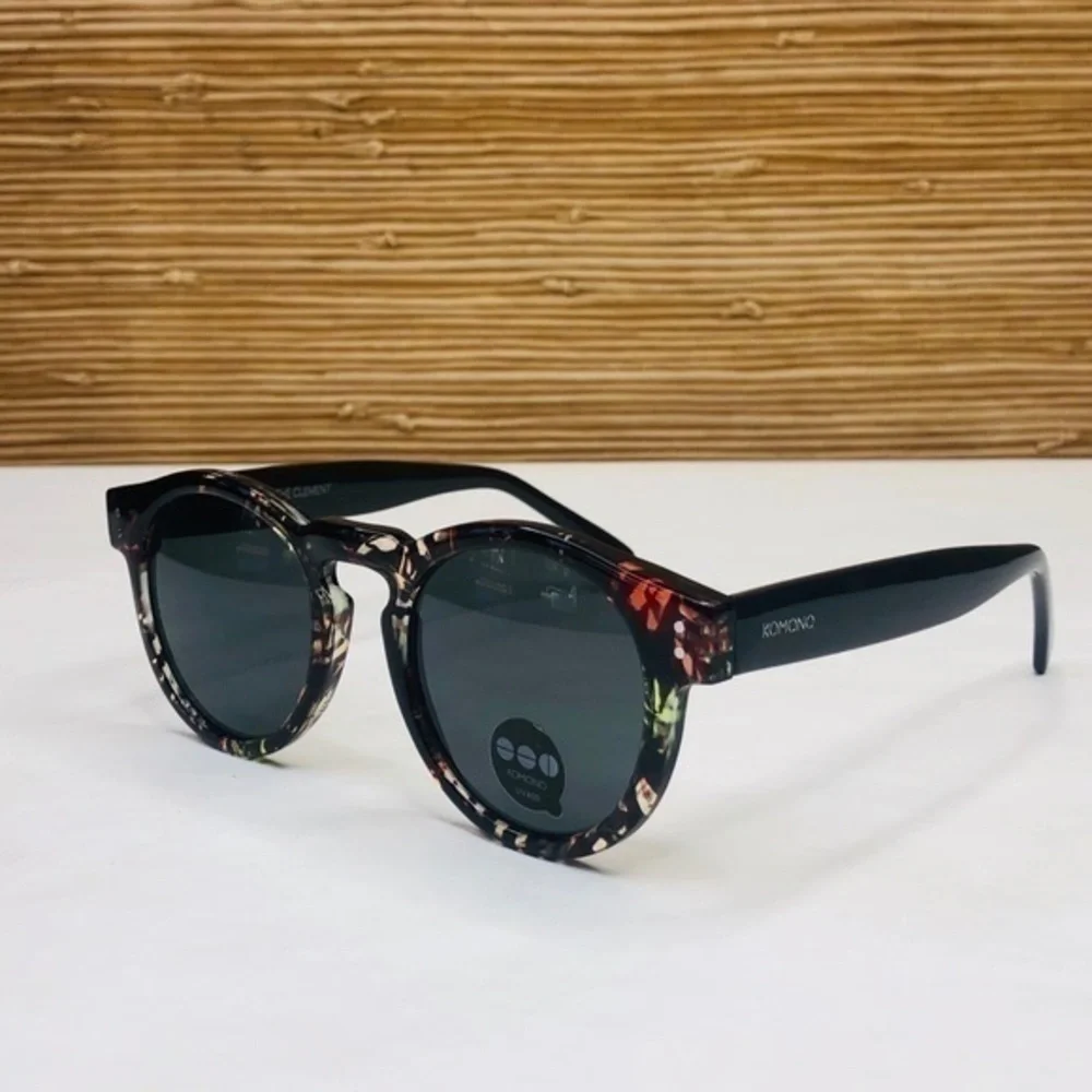 KOMONO women's Clement Fern Sunglasses NEW round black red